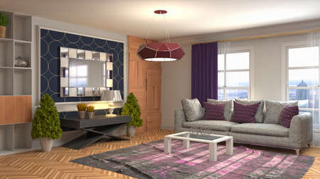 Interior of the living room. 3D illustration.の写真素材