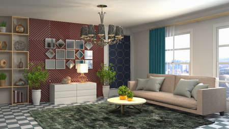 Interior of the living room. 3D illustration.の写真素材