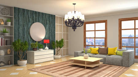 Interior of the living room. 3D illustration.の写真素材