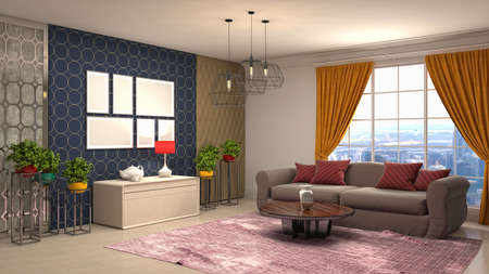Interior of the living room. 3D illustration.の写真素材