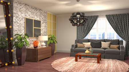 Interior of the living room. 3D illustration.の写真素材