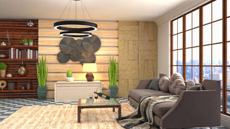 Interior of the living room. 3D illustration.の写真素材