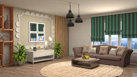 Interior of the living room. 3D illustration.の写真素材