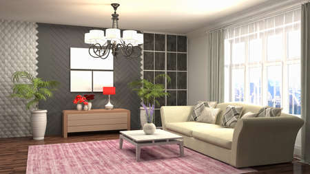 Interior of the living room. 3D illustration.の写真素材