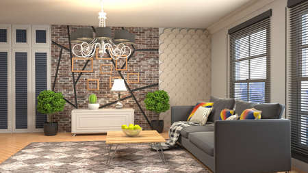 Interior of the living room. 3D illustration.の写真素材