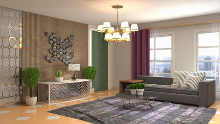 Interior of the living room. 3D illustration.の写真素材