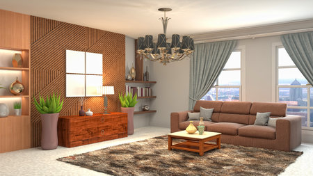 Interior of the living room. 3D illustration.の写真素材