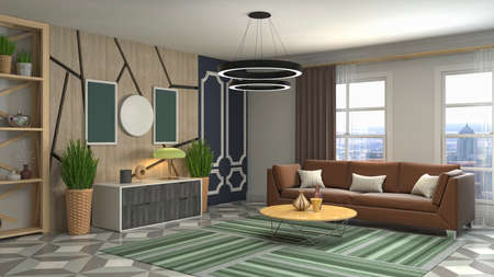 Interior of the living room. 3D illustration.の写真素材
