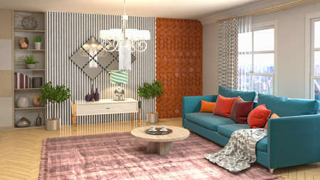 Interior of the living room. 3D illustration.の写真素材