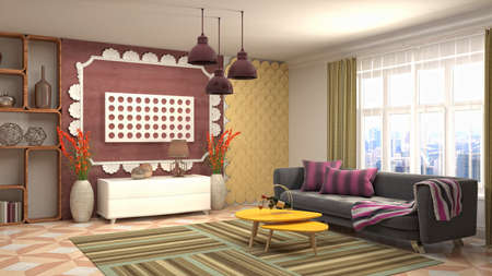 Interior of the living room. 3D illustration.の写真素材