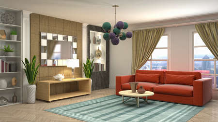 Interior of the living room. 3D illustration.の写真素材