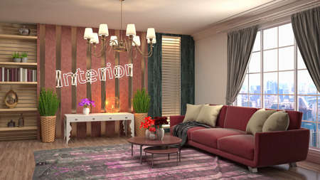Interior of the living room. 3D illustration.の写真素材