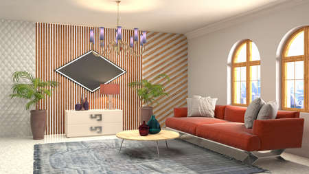 Interior of the living room. 3D illustration.の写真素材