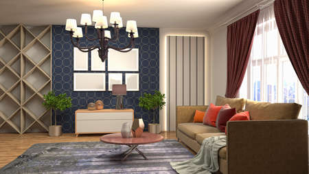 Interior of the living room. 3D illustration.の写真素材