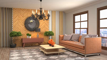 Interior of the living room. 3D illustration.の写真素材