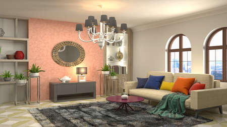 Interior of the living room. 3D illustration.の写真素材
