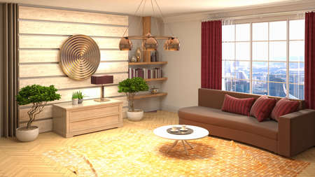 Interior of the living room. 3D illustration.の写真素材