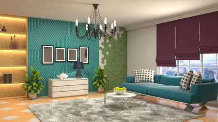 Interior of the living room. 3D illustration.の写真素材