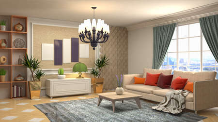 Interior of the living room. 3D illustration.の写真素材