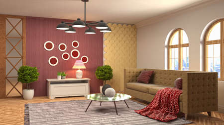 Interior of the living room. 3D illustration.の写真素材