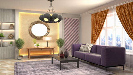 Interior of the living room. 3D illustration.の写真素材