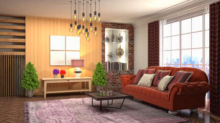 Interior of the living room. 3D illustration.の写真素材