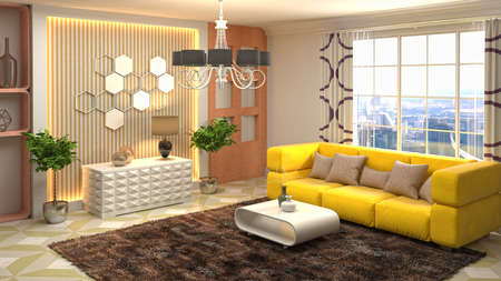 Interior of the living room. 3D illustration.の写真素材