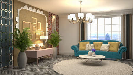 Interior of the living room. 3D illustration.の写真素材