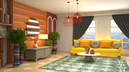 Interior of the living room. 3D illustration.の写真素材