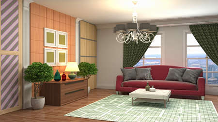 Interior of the living room. 3D illustration.の写真素材