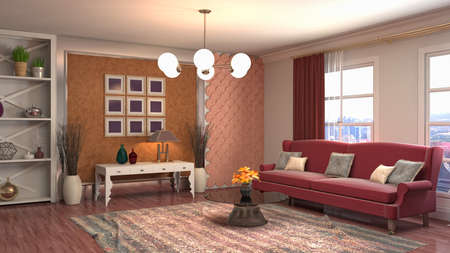 Interior of the living room. 3D illustration.の写真素材
