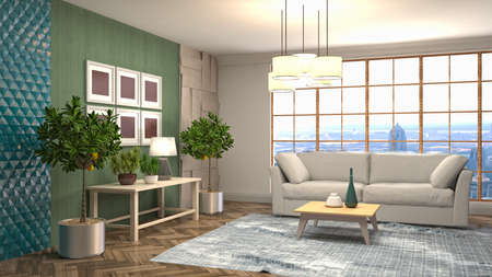 Interior of the living room. 3D illustration.の写真素材
