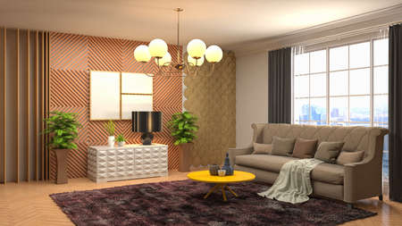 Interior of the living room. 3D illustration.の写真素材
