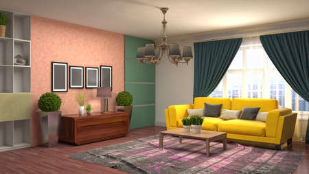 Interior of the living room. 3D illustration.の写真素材