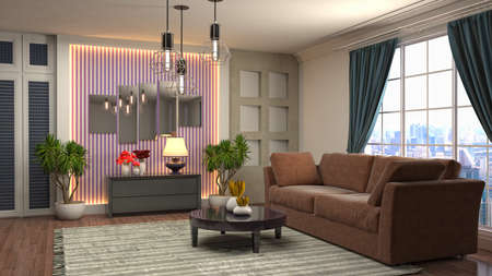 Interior of the living room. 3D illustration.の写真素材