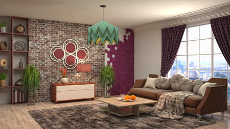 Interior of the living room. 3D illustration.の写真素材