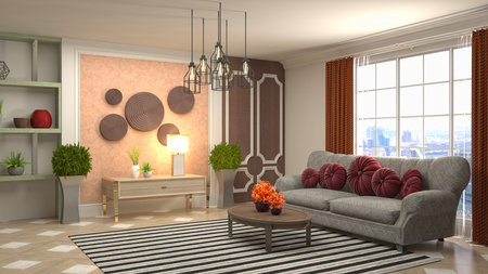 Interior of the living room. 3D illustration.の写真素材