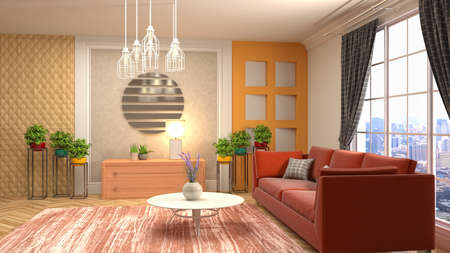 Interior of the living room. 3D illustration.の写真素材
