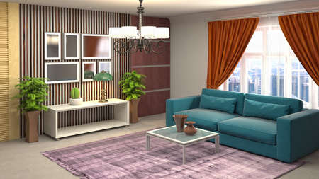 Interior of the living room. 3D illustration.の写真素材