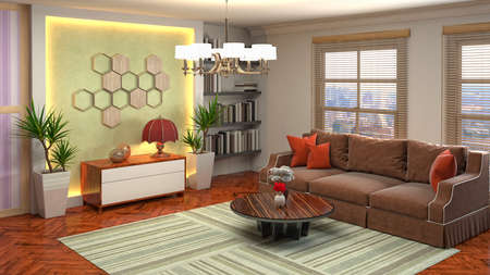 Interior of the living room. 3D illustration.の写真素材