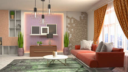 Interior of the living room. 3D illustration.の写真素材