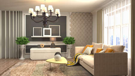 Interior of the living room. 3D illustration.の写真素材