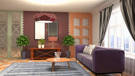 Interior of the living room. 3D illustration.の写真素材