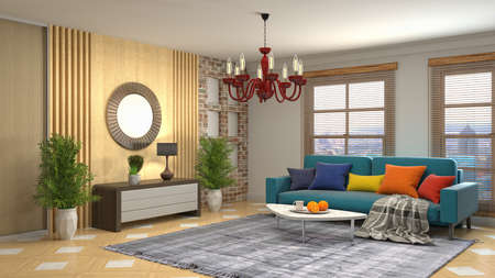 Interior of the living room. 3D illustration.の写真素材