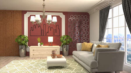 Interior of the living room. 3D illustration.の写真素材