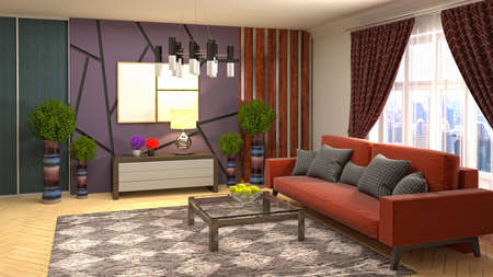 Interior of the living room. 3D illustration.の写真素材