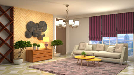 Interior of the living room. 3D illustration.の写真素材