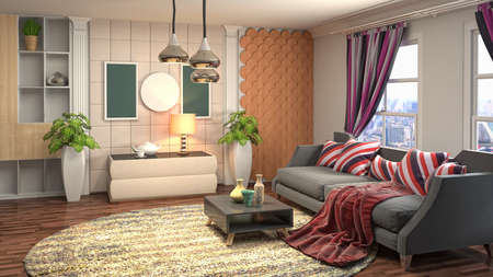 Interior of the living room. 3D illustration.の写真素材