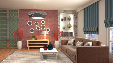 Interior of the living room. 3D illustration.の写真素材