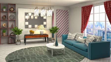 Interior of the living room. 3D illustration.の写真素材